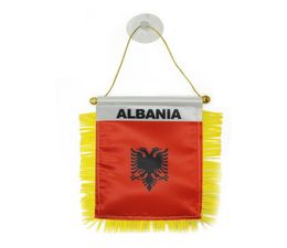 Albania Mini Flag Banner 10x15 cm Premium Polyester Pennant with Suction Cup for Home Office Door Decor1475944