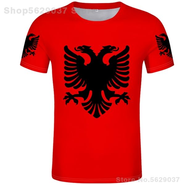 Camiseta de manga corta de Albania Nombre personalizado gratuito Camiseta con número Bandera de águila albanesa Texto impreso Albania Jersey deportivo 220702