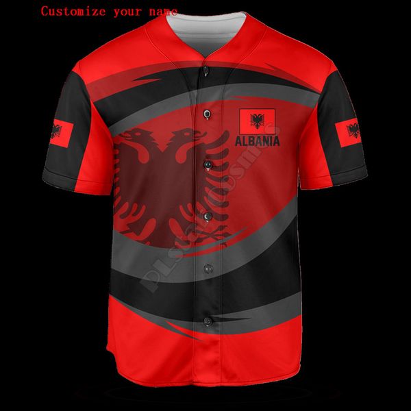 Albania Thunder Personaliza tu nombre Camiseta de béisbol Camiseta 3D Impreso Hombres s Casual s hip hop Tops 220707