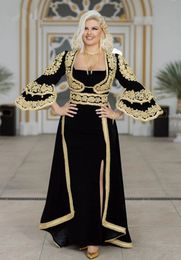 Caftan albanais sirène robes de soirée évasées manches longues or dentelle Applique traditionnelle Kosovo robes de bal tenues