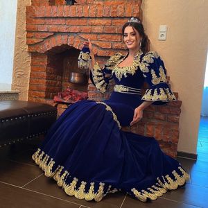 Albanese stijl zeemeermin avondjurken vrouwen applique kralen Kosovo Royal Blue Prom -jurken 2023 Abendkleider