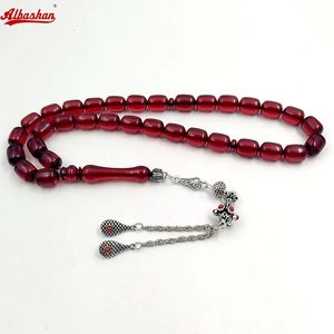 Albashan 10x1m résine rouge tasbih misbaha perles de prière accessoires musulmans bijoux arabe bijoux eid cadeau bracelets islamiques240403