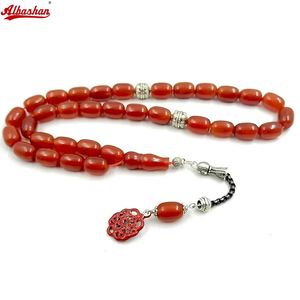 ALBASHAN Tasbih naturel 5A Agates rouges avec pendentif rouge Islam bracelet musulman 33 45 66 51 99 100 perles de prière chapelet en pierre 240315