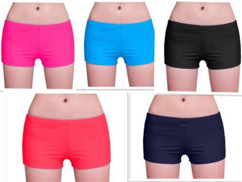 Partihandel-Kvinnor Ladies Plain Swim Shorts Bikini Swim Boy Style Korta Brune Bottoms