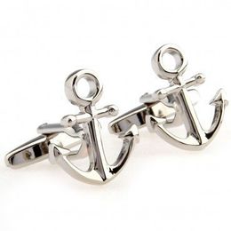 Wholesale-Unusual Stainless Steel Anchor Cufflinks for Men,Antique Vintage Silver Cufflinks,Personalized Tie Clips and Cufflinks Tie Bar