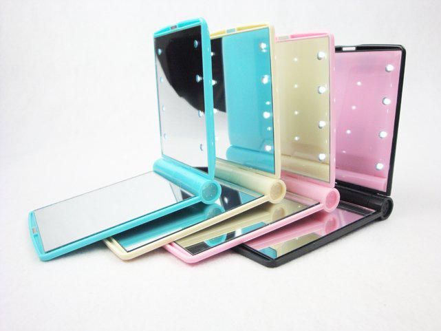 pocket make up mirror with 8 led lighting led mirror for cosmetic
