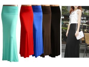 도매 - 새로운 가을과 겨울 솔리드 컬러 Fishtail Maxi Long Skit Cotton Slim Maxi Long Longth 높은 허리 전체 붕대 흉상 스커트