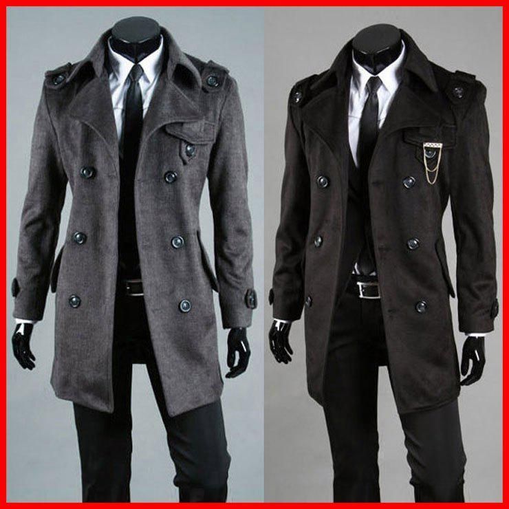 2019 sent tie slim black double breasted trench coat men s casual
