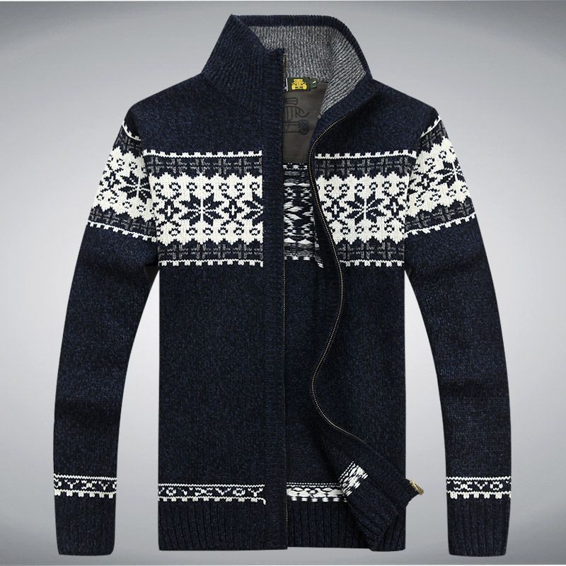 Partihandel-New Winter Mens Cardigan Tröja Långärmad Turtleneck Utskrift Märke Ugly Christmas Sweater Cardigans Masculino Tröjor