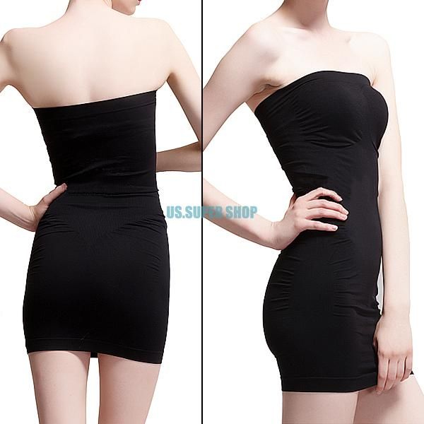 

Wholesale-Black Seamless Underwear Body Waist Tummy Shaper Mini Tube Top Dress  M L XL EQ6278