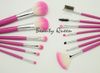 Wholesale - 13 pcs PRO MAKEUP COSMETIC BRUSHES SET GOAT HAIR Pink Bag Leather Pouch FREE SHIP