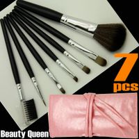 Wholesale 5 Sets PRO MAKEUP COSMETIC BRUSHES SET GOAT HAIR Pink Black Bag Leather Pouch FREE SHIP