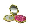 Billiga runda Folding Pocket Compact Speglar Favorit Silk Portable Dubbelsidig Makeup Spegel 50st / Lot Mix Färgfri frakt
