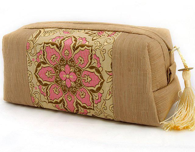 Borsa da viaggio con cerniera in tessuto patchwork con nappe donna, trucco cosmetico, custodia gioielli, portamonete, portamonete, portamonete, bomboniera