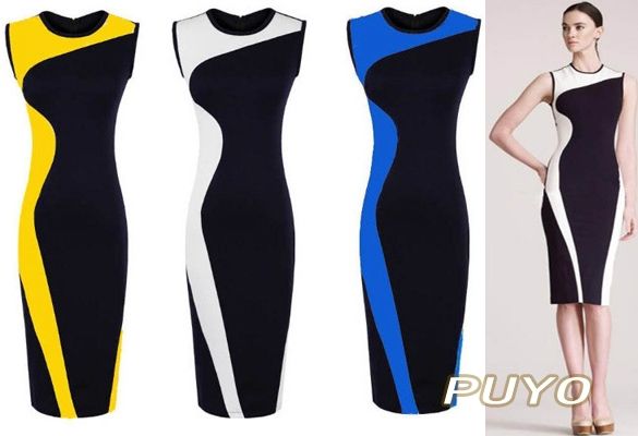 Wholesale-2015 Fashion Women Elegant Vintage Geometry sleeveless bandage dress, O-Neck Bodycon Party Evening Slim pencil Dress 19768