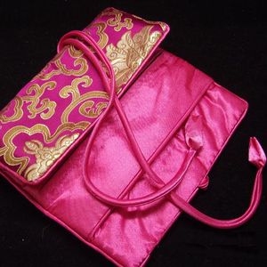 Schmuckset mit 3 Reißverschlusstaschen, Rolltasche, Reiseaufbewahrung, Seidenbrokat, Kordelzug, Anhänger, Halskette, Armband, Armreif, Ohrring, Ring, Verpackungsbeutel