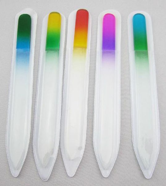 

wholesale-20pcs durable glass nail files crystal nail buffer art care different gradient color care 5.5" /5-1/2''- free