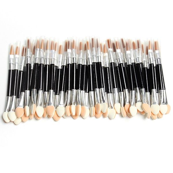 

Wholesale-Wholesale 50 Pcs Brushes Disposable Sponge MakeUp Cosmetics Eye Shadow Eyeliner Lip Brush Set Applicator For Women