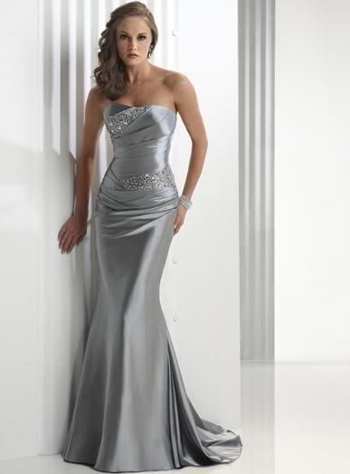 Beautiful Sexy Bride Strapless Wedding Dresses/Prom Dress Stock Silver ...