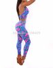 Gros-2015New Bandage Femmes Floral Print Sexy Party Deux Pièces Strap Neck Beach Jumpsuit Fille Body Maigre Vintage Salopette Combishort