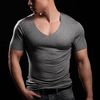 men's t-shirt sexy t-shirt deep v neck t shirt seamless no seaming tees thin and light standard t-shirt free shipping