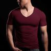 الرجال t-shirt مثير t-shirt عميق الخامس الرقبة تي شيرت سلس لا سلام المحملات رقيقة والخفيفة القياسية تي شيرت شحن مجاني