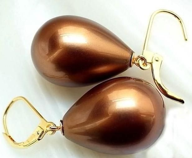 shell chocolate color pearl earring