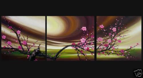 Framed m34- Plum blossom 3 panels,Pure Handpainted Huge Modern Abstract Art Oil Painting Wall Deco canvas