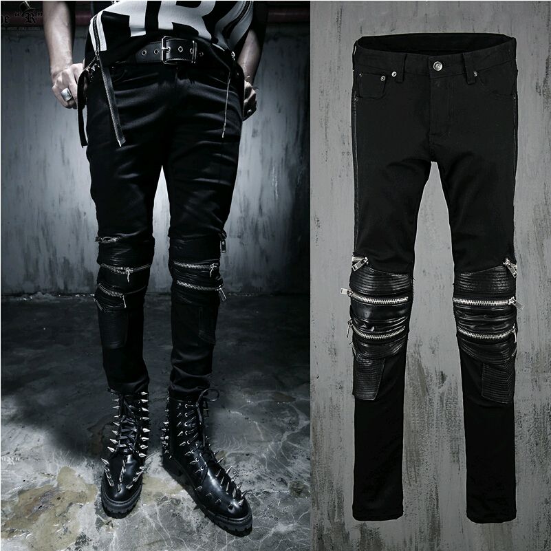 patchwork skinny jeans mens