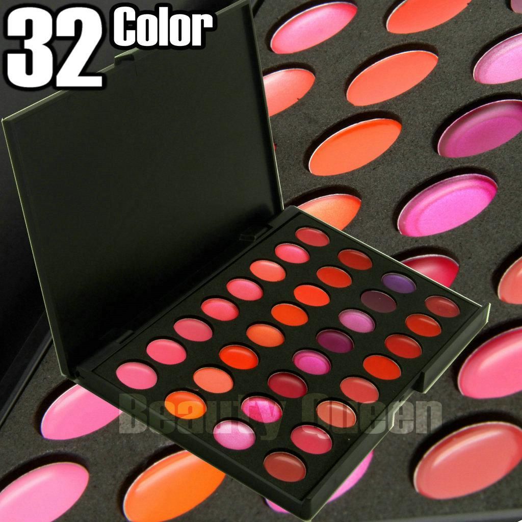 Nowy Professional 32 Kolor Gloss Gloss Balm Szminka Paleta Moda Makeup Kosmetyki Kit * Bezpłatny statek