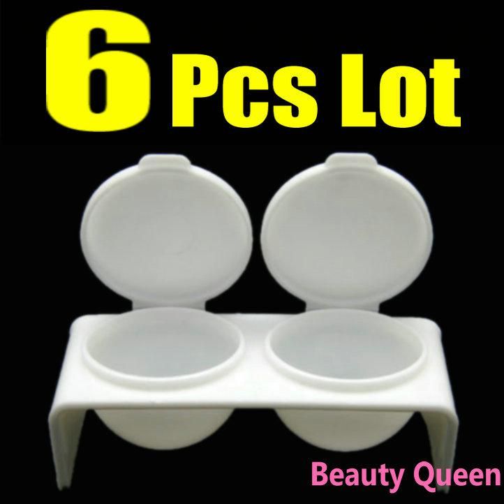 6 Pcs Lot Double DAPPEN DISH Case Acrylic Powder Liquid Gel 3D UV Nail Art Tip * FREE SHIP *-image-95326981