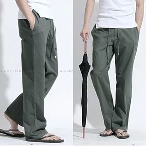 Wholesale-Free shipping 2015 Summer new men's linen pants men's fashion loose breathable linen pants straight casual trousers Plus
