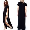 Hurtownie-Sexy Kobiety High Side Double Slit Prits Long Maxi T Shirt Dress Bluzka Top G428SD