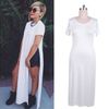 Partihandel-Sexiga Kvinnor High Side Double Slit Splits Long Maxi T Shirt Dress Blouse Top G428SD