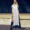 Wholesale-Sexy Women High Side Double Slit Splits Long Maxi T Shirt Dress Blouse Top G428SD