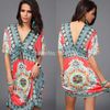 Hurtownie-plus Size M L XL XXL Sexy Floral Printed Bohemian Dress Kobiety Letnia Sukienka 2015 Nowe Kobiety Plażowa Sukienka Sundress Vestidos C0641