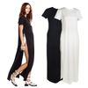 Wholesale-Celebrity Sexy Women Dresses High Side Splits Maxi Long Tee Dress Vestidos De Fiesta Casual Clubwear Bandage White/Black