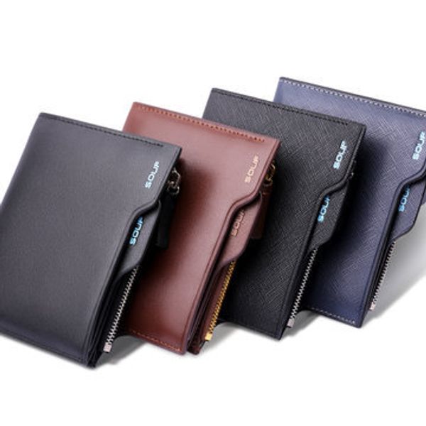 

wholesale-souf men's wallet + cowskin male genuine leather wallet, Red;black