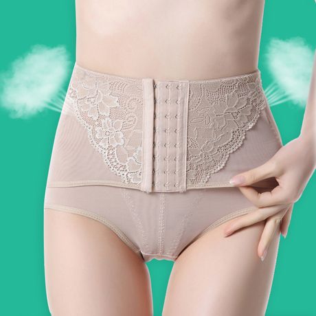 

Wholesale-Women High Waist Tummy Control Shaper Briefs Butt-lifting Body Shaping Slimming Panties With Hook Adjustable Free Shipping, Khaki