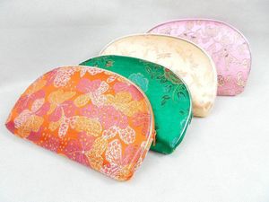 50Set Light Portable Silk Brocade Bag 5 Size Set Zipper Coin Purse Travel Smycken Makeup Verktyg Förvaringspassar Presentförpackning påse Telefon Plånbok