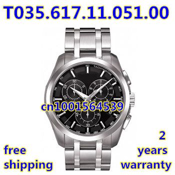 

Wholesale-New Sapphire Glass ETA Quartz Movement Men's Sports Black Dial Chronograph Watch T035.617.11.051.00 T035 + Original Box