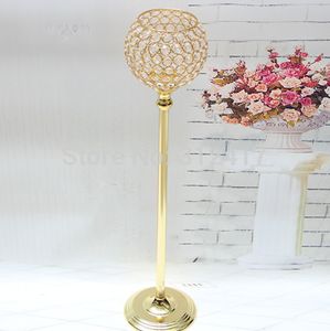 Wholesale-Top selling 73cm silver and gold K9 crystal candle holder centerpieces, crystal glass candle holder, wedding candle holder