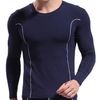 Wholesale- Mens Long Johns Soft Bamboo Fiber Top Undershirt Heated Tight Slim O-Neck Sport Long Sleeve Clothing Quick Dry Underwear