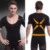 Wholesale-Hot Selling Black Mens Shapewear Body Shaper Compression Shirt Tight Short Sleeve T-Shirt Shapewear