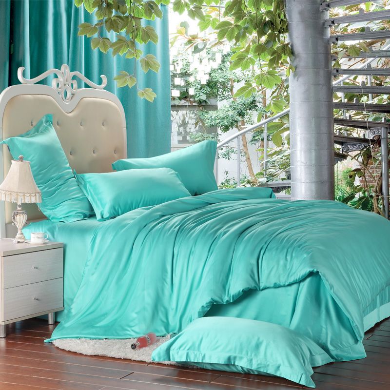 Wholesale Luxury Solid Turquoise Blue Green Comforters Bedding Set