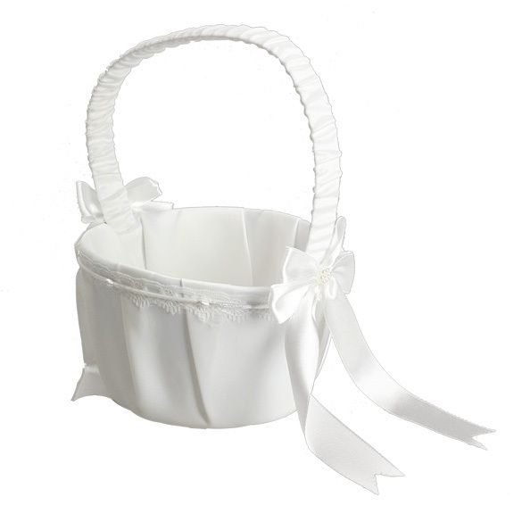 Wholesale-Fashion&beautiful Ivory Bow Wedding Ceremony Party Love Case Satin Flower Girl Basket E5M1