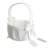 Al por mayor-Fashionbeautiful Ivory Bow Ceremonia de boda Fiesta Love Case Satin Flower Girl Basket E5M1