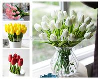 Venta al por mayor-20pcs Tulip Artificial Flower Real Touch Latex Bridal Boda Bouquet Decoración del hogar 40315004