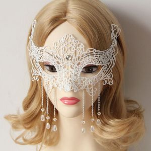 Atacado-na moda máscaras de halloween para adultos, fantasma de dança de cristal branco laço máscaras de máscaras para as mulheres homens, festa de fantasia marca mulher