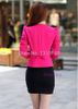 Toptan-Yeni 2015 Bahar kadın O-Boyun Blazer Kruvaze Blazer Kırmızı Ince Kısa Ceket Siper Üç Çeyrek Suits Artı Boyutu M-XXXL